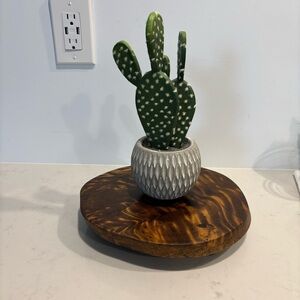 Wooden round table top  farm house decor accent